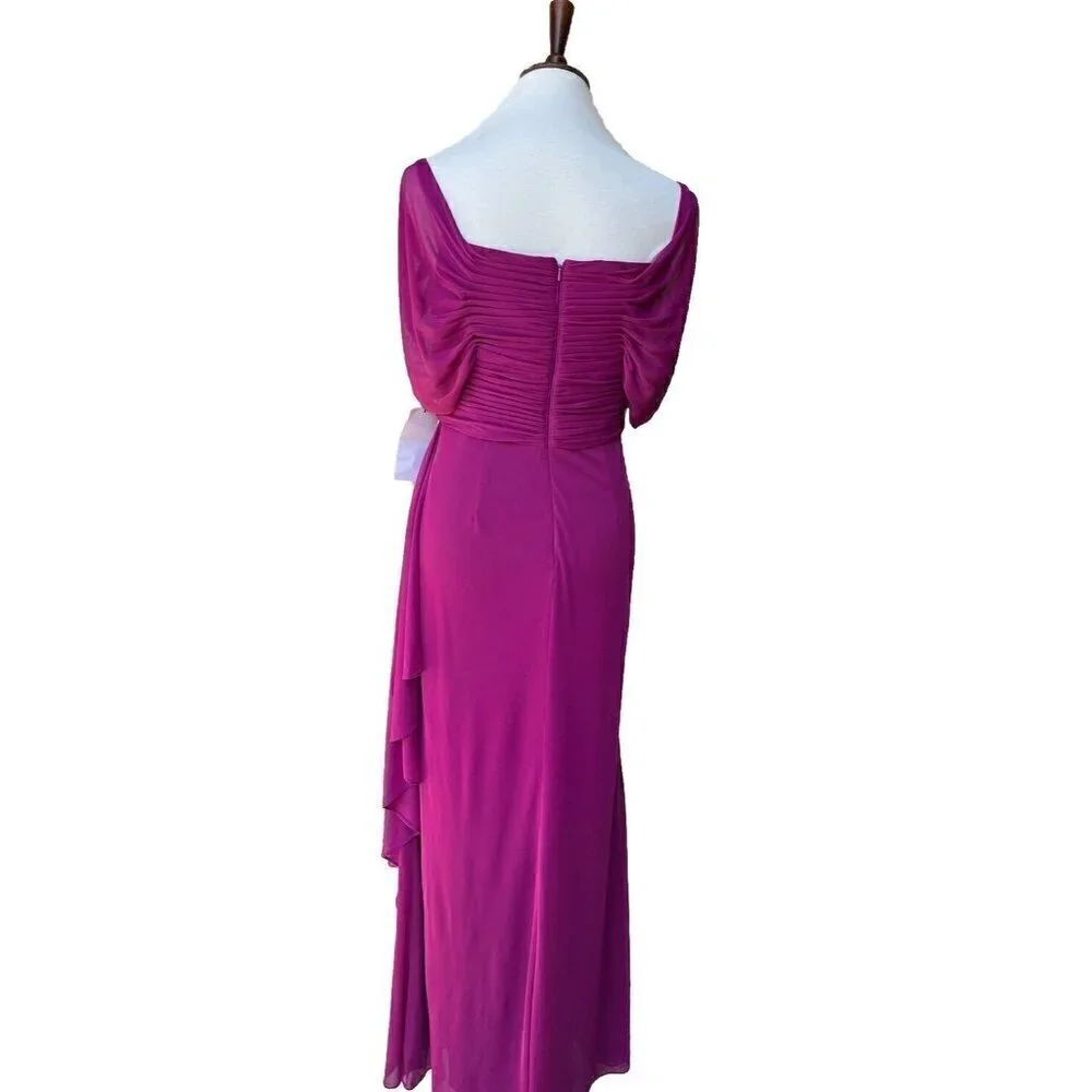 Women's Alex Evenings Shirred Mesh Gown Dress Size 6 Purple NWOT - Picture 7 of 14
